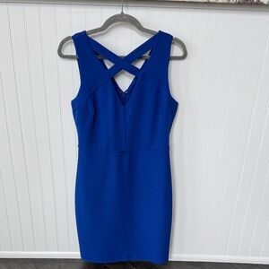 Guess Royal Blue Bodycon Crisscross Sheath Mini Dress